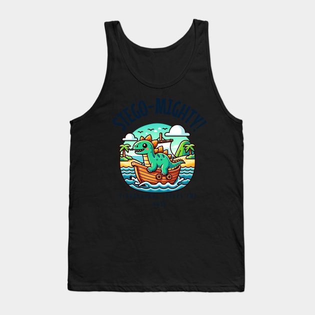 Stego-mighty: Stegosaurus Steers the Ship Tank Top by OurCelo